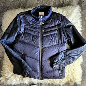 DIESEL gray leather arms bomber jacket